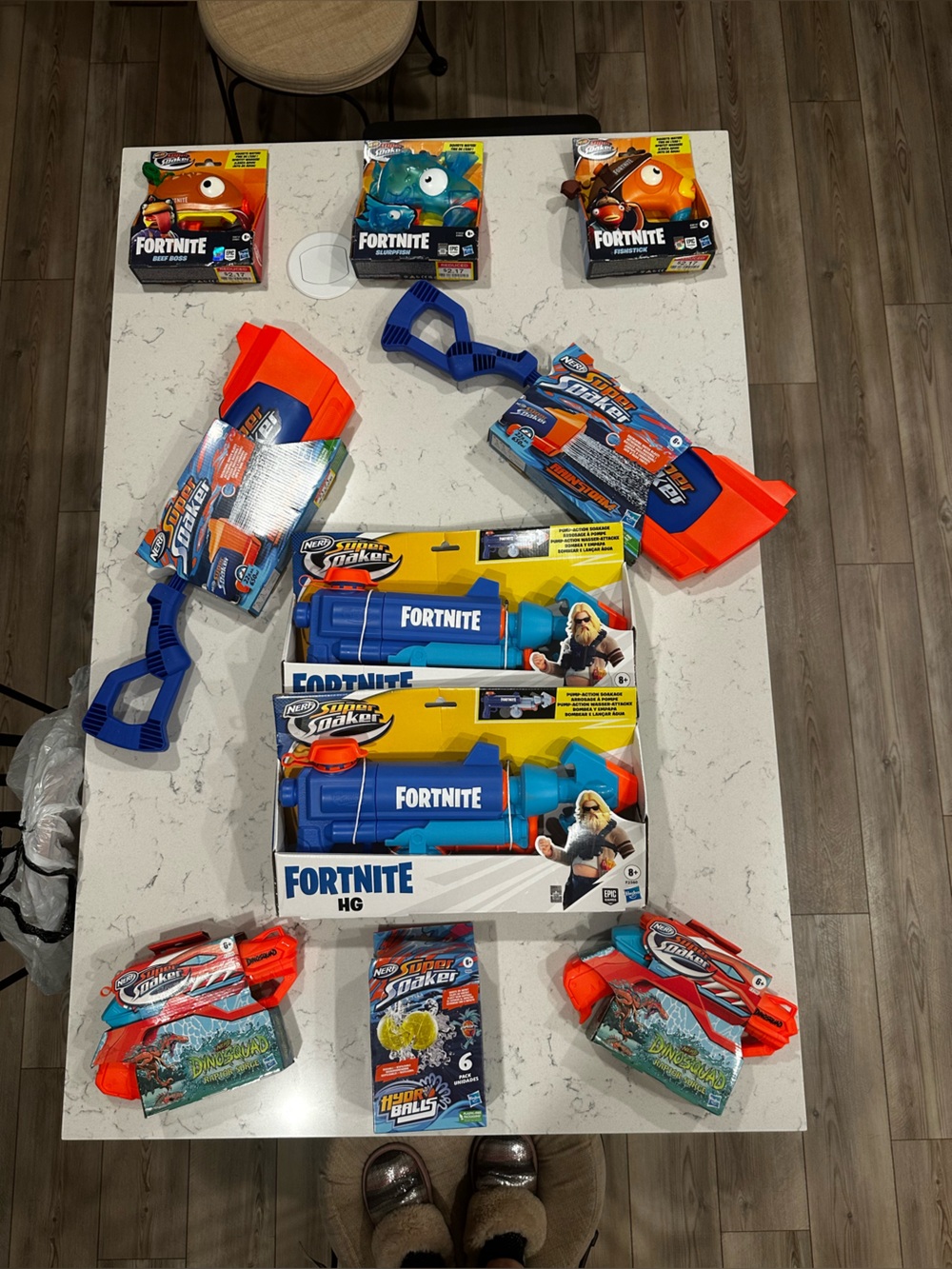 Nerf Fortnite Pump-Action Blasters with Bright Blue and Orange Accents